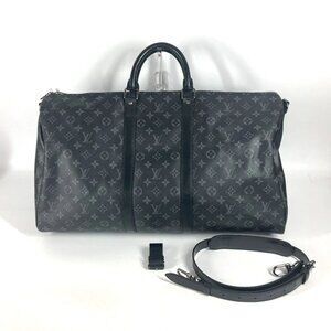 LOUIS VUITTON M40605 MonogramEclipse Keepall-Bandouliere55 Shoulder Duffle Bag
